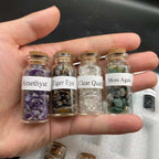 15Pcs Mini Wishing Bottles Chip Stone Set Crystal Tumbled Reiki Stones Collection Gift Home Decor