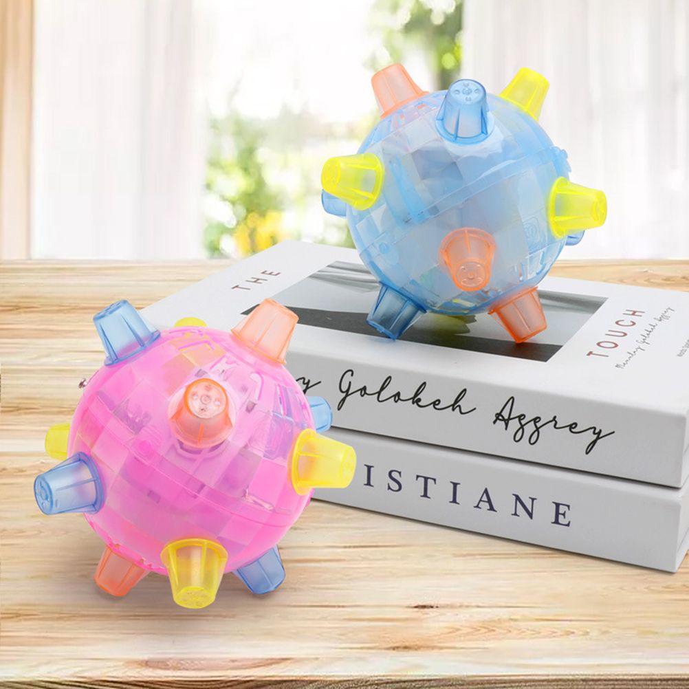 Pet Glowing Bouncing Ball Toy for Dogs Flashing Ball Elastic Flash LED Dog Toy with Light and Music Gift for Pets
