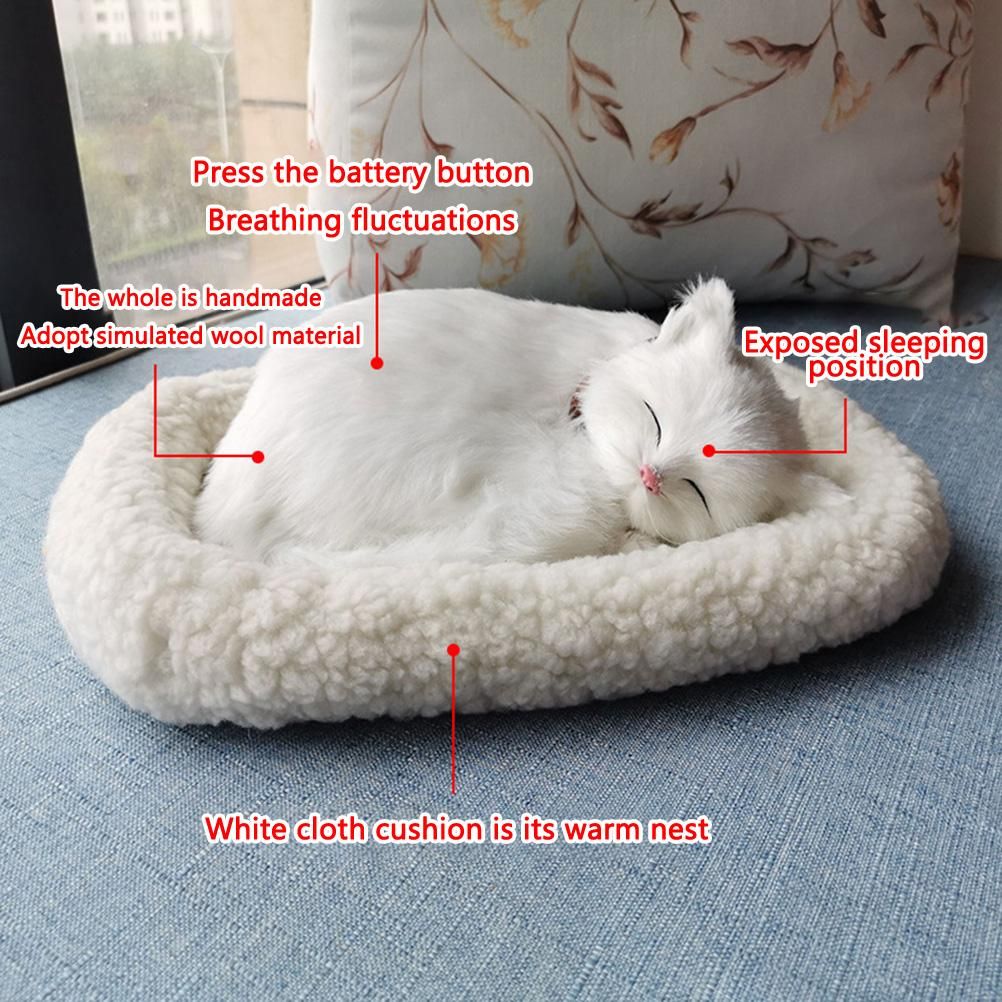 Realistic Sleeping dog Toy Breathing dog Stuffed Animal Doll with Mat Plush Toys for Children Home Ornament
