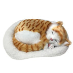 Realistic Sleeping Cat Toy Breathing Cat Stuffed Animal Doll with Mat Plush Toys for Children Home Ornament