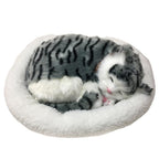 Realistic Sleeping Cat Toy Breathing Cat Stuffed Animal Doll with Mat Plush Toys for Children Home Ornament
