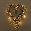 Valentine's Day Heart Wreath with Twigs and Light for Living Room Wall Staircase Door Decoration Wreath