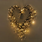 Valentine's Day Heart Wreath with Twigs and Light for Living Room Wall Staircase Door Decoration Wreath