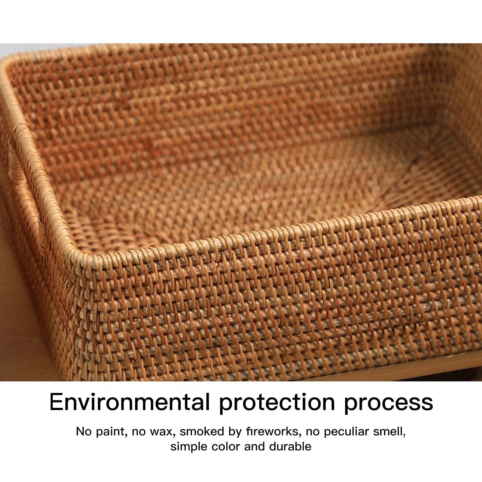 Rattan Storage Basket Desktop Utility Organizer Woven Storage Basket for Coffee Table