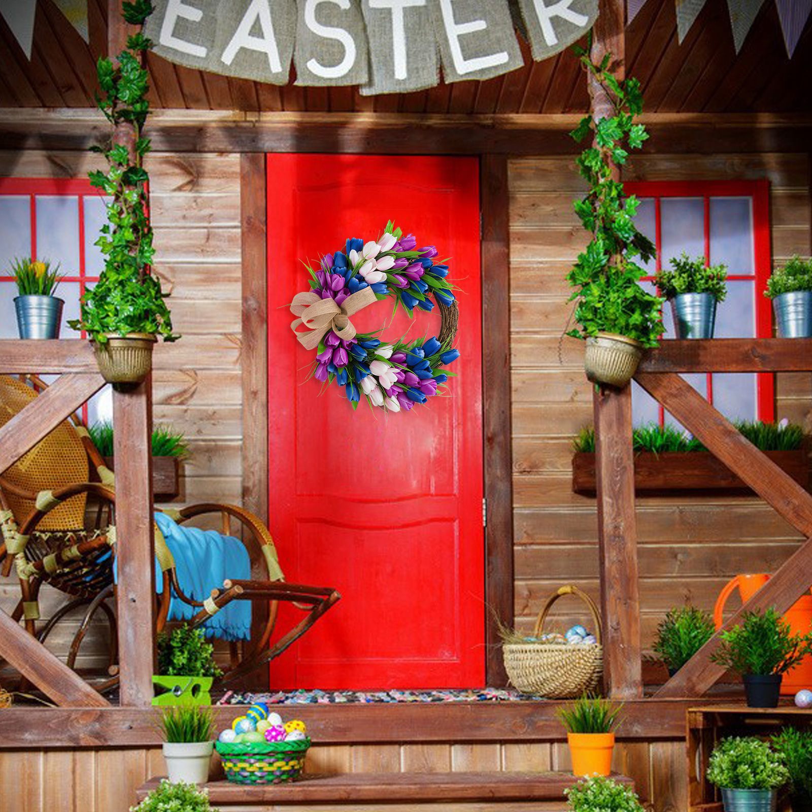 Wreath Artificial Hanging Wreath for Front Door Wall Tree Party Shop Window Decoration