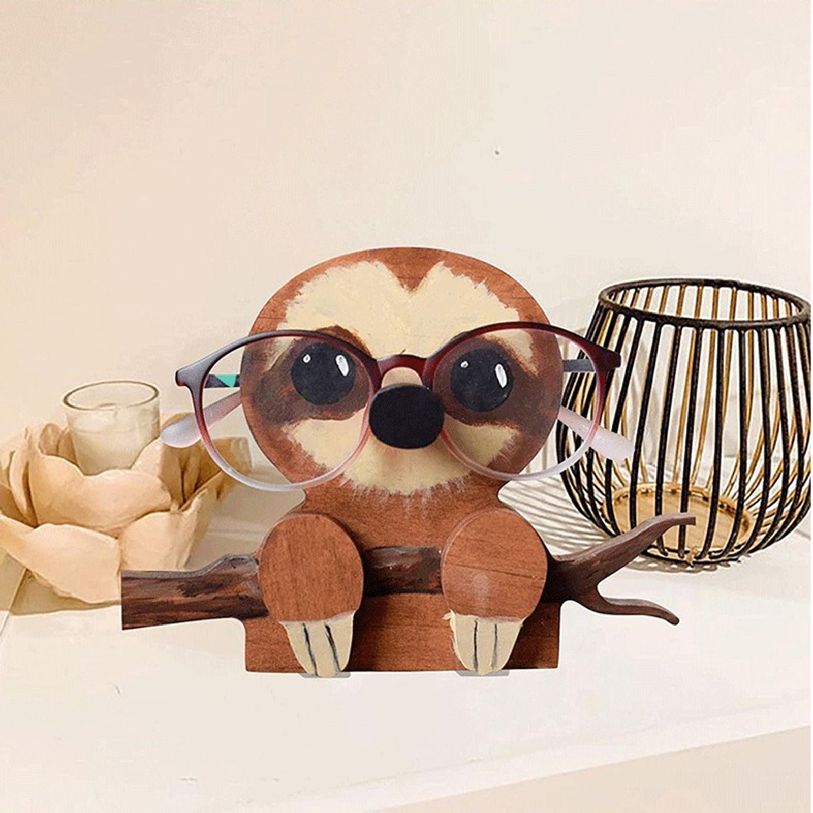 Wooden Eyeglass Holder Stand Animal Shaped Adorable Eyeglass Display Rack for Decoration