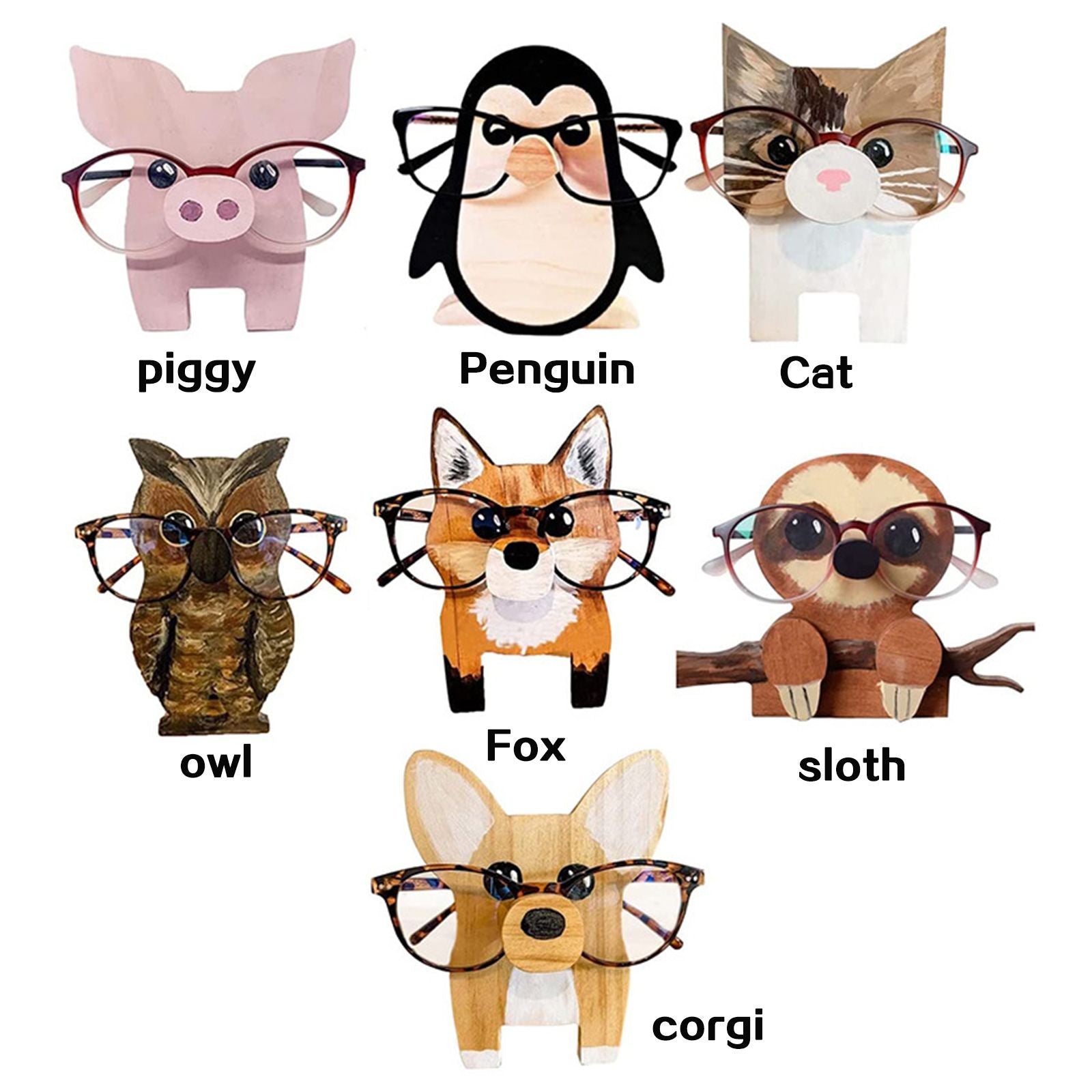 Wooden Eyeglass Holder Stand Animal Shaped Adorable Eyeglass Display Rack for Decoration