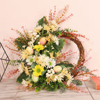 Artificial Wreath Yellow Wild Daisy Half Wreath Easter Decoration Wreath Artificial Flowers Front Door Wreath