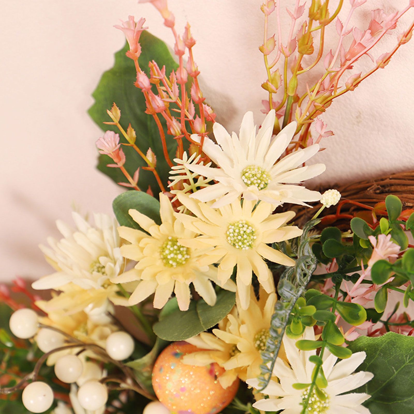 Artificial Wreath Yellow Wild Daisy Half Wreath Easter Decoration Wreath Artificial Flowers Front Door Wreath