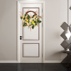 Artificial Wreath Yellow Wild Daisy Half Wreath Easter Decoration Wreath Artificial Flowers Front Door Wreath