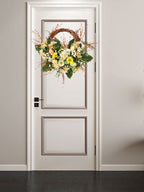 Artificial Wreath Yellow Wild Daisy Half Wreath Easter Decoration Wreath Artificial Flowers Front Door Wreath
