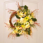 Artificial Wild Chrysanthemum Half Wreath Easter Decorative Wreaths for Home Front Door Decoration