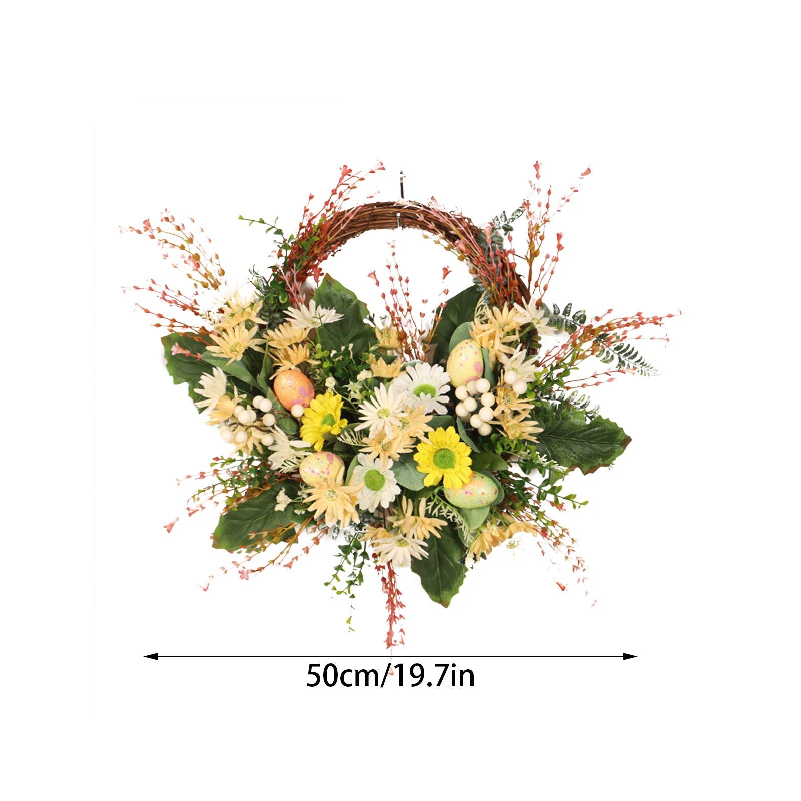 Artificial Wild Chrysanthemum Half Wreath Easter Decorative Wreaths for Home Front Door Decoration