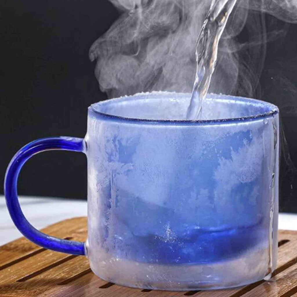 Double Walled Insulated Glass Mug Colorful Transparent Mug with Handle Coffee Cup