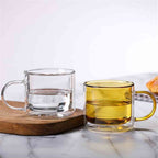 Double Walled Insulated Glass Mug Colorful Transparent Mug with Handle Coffee Cup