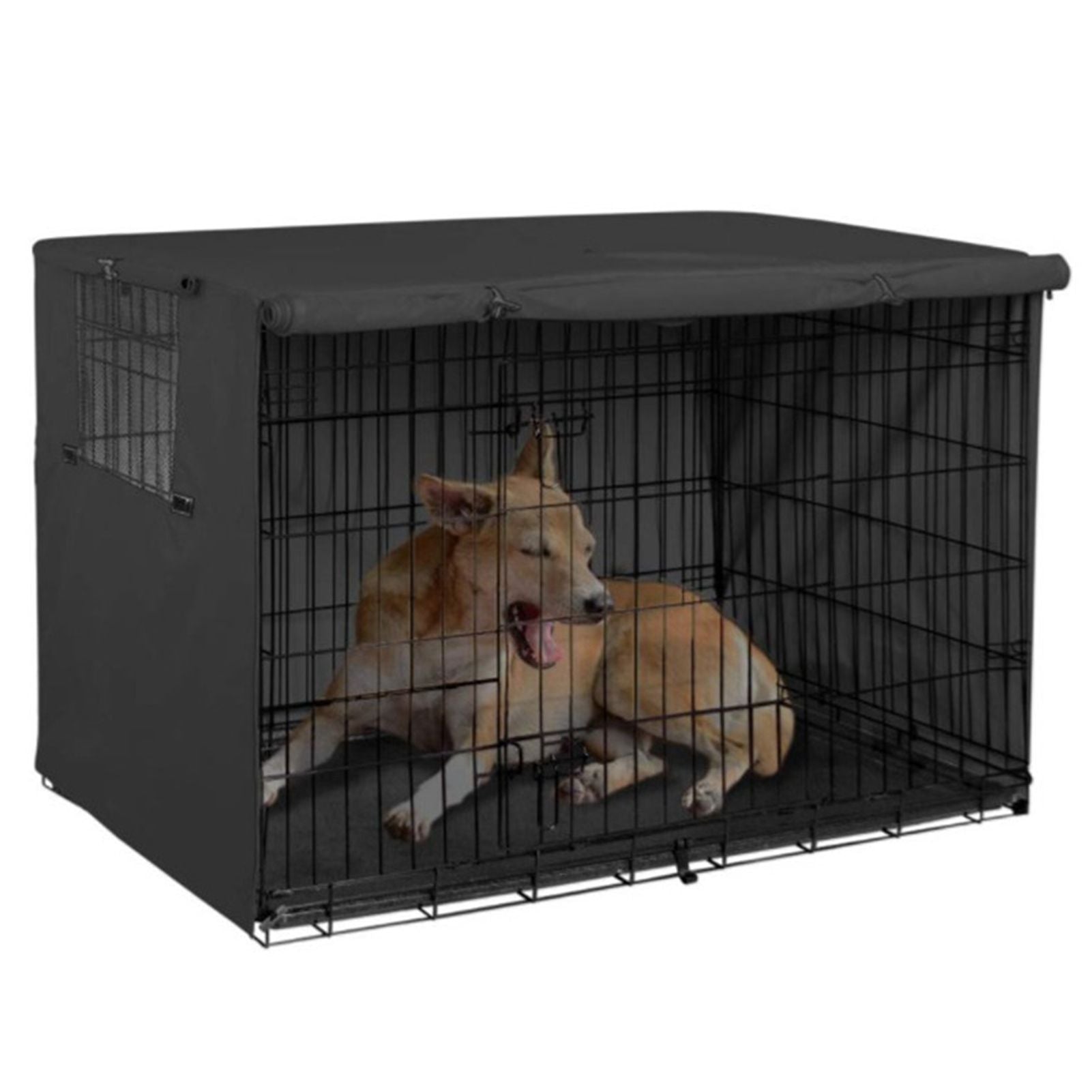 124.5x84x79cm Dogs Wire Crate Cover Waterproof Sunscreen Dustproof Pet Cage Cover for OutdoofBlack
