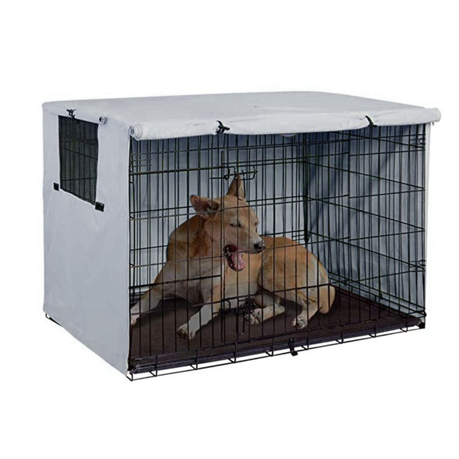 124.5x84x79cm Dogs Wire Crate Cover Waterproof Sunscreen Dustproof Pet Cage Cover for OutdoofGray