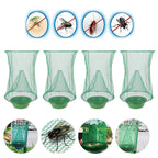4pcs Outdoor Fly Trap Reusable Hanging Fly Trap Cage Net with Bait Tray for Garden Farm Orchard