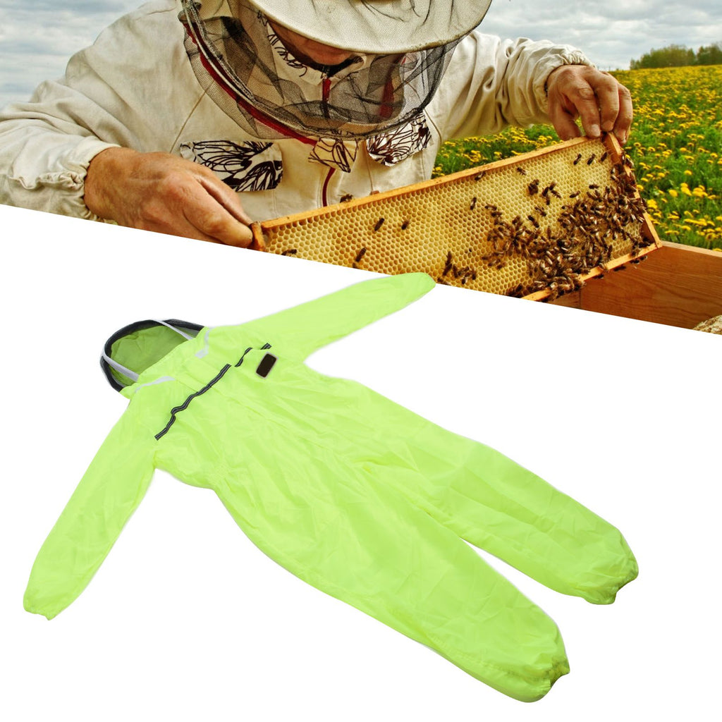 Beekeeping Suit Fluorescent Green One Piece Zipper Design Breathable Beekeeper Clothing