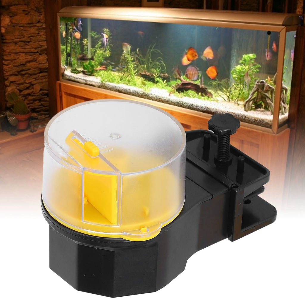 Automatic Fish Feeder Timed Flexible Convenient Clean Easy Installation Fish Tank Food DispenserYellow
