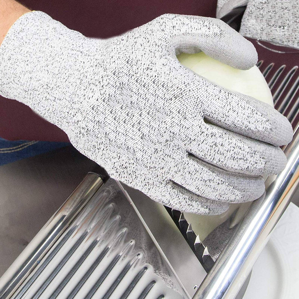 2 Pair Gray Cut Resistant Gloves Level 5 Protection HPPE Dipped Gloves for Gardening Outdoor