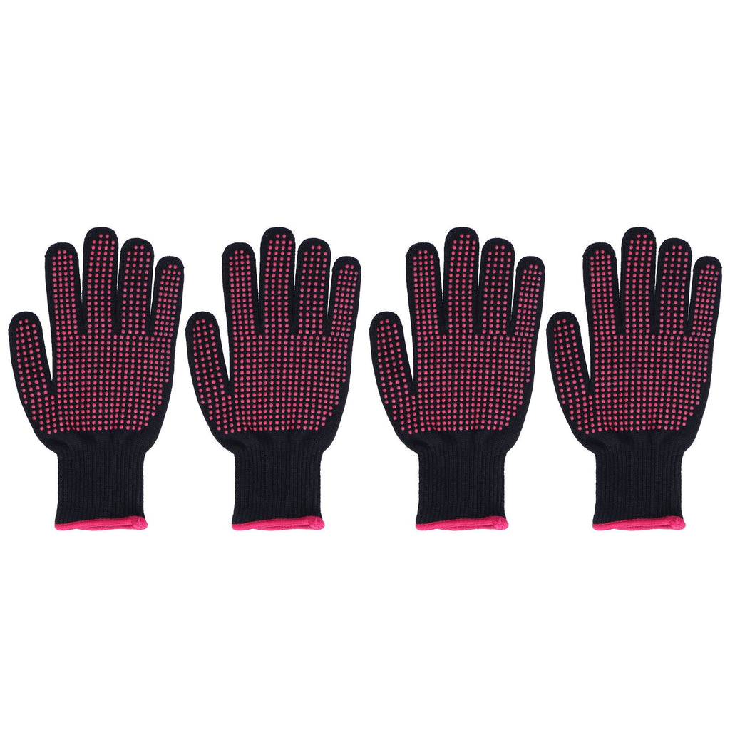 4Pcs Heat Resistant Gloves High Temperature Resistant Anti Scalding Mitts with Silicone BumpsRose Red Silicone Rose Red Edge