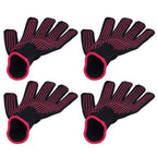 4Pcs Heat Resistant Gloves High Temperature Resistant Anti Scalding Mitts with Silicone BumpsRose Red Silicone Rose Red Edge