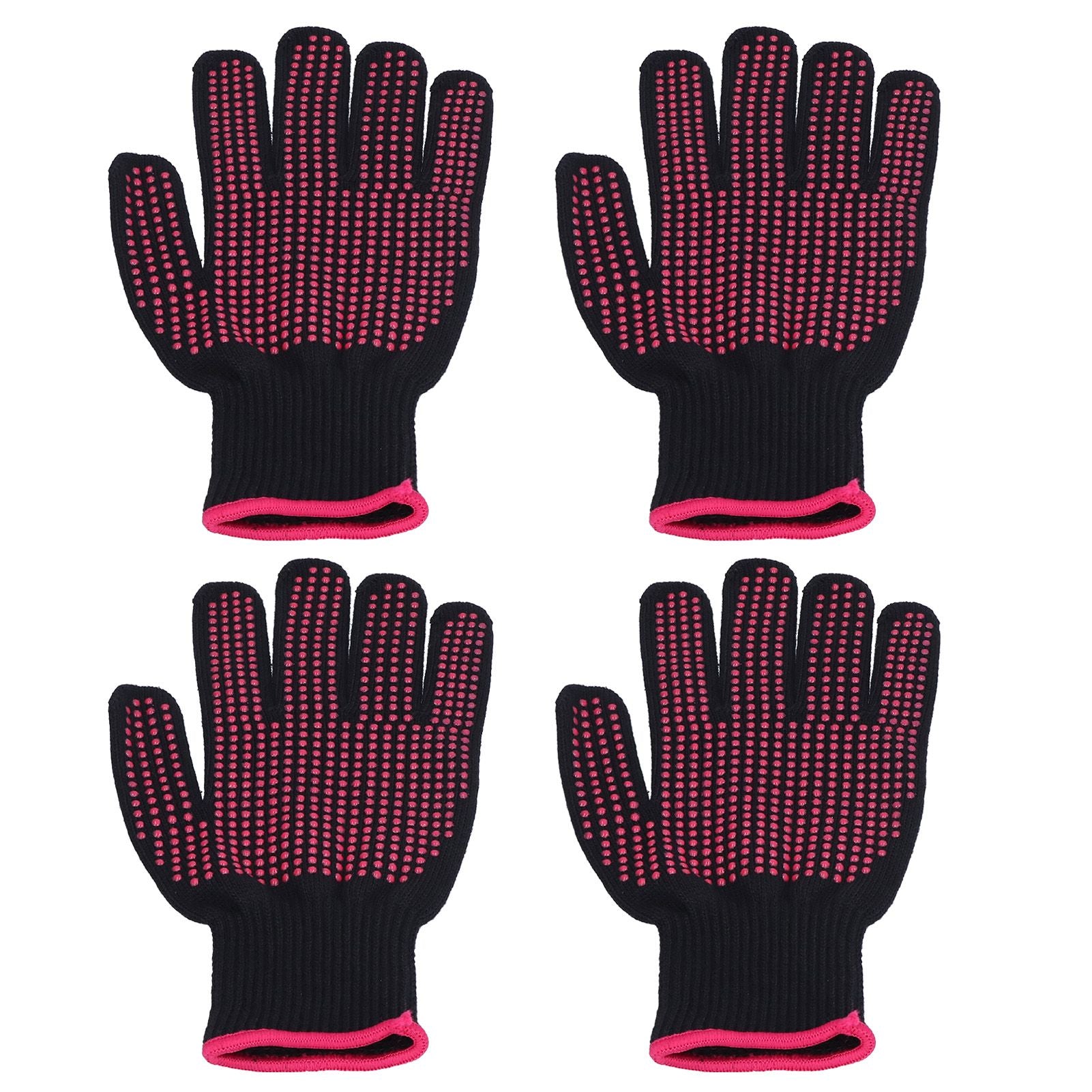 4Pcs Heat Resistant Gloves High Temperature Resistant Anti Scalding Mitts with Silicone BumpsRose Red Silicone Rose Red Edge