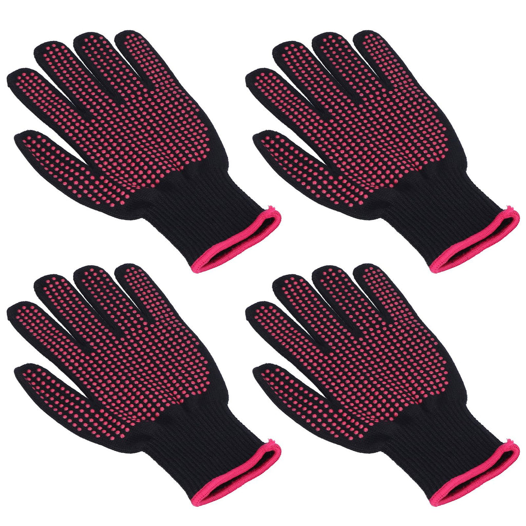 4Pcs Heat Resistant Gloves High Temperature Resistant Anti Scalding Mitts with Silicone BumpsRose Red Silicone Rose Red Edge