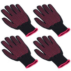4Pcs Heat Resistant Gloves High Temperature Resistant Anti Scalding Mitts with Silicone BumpsRose Red Silicone Rose Red Edge