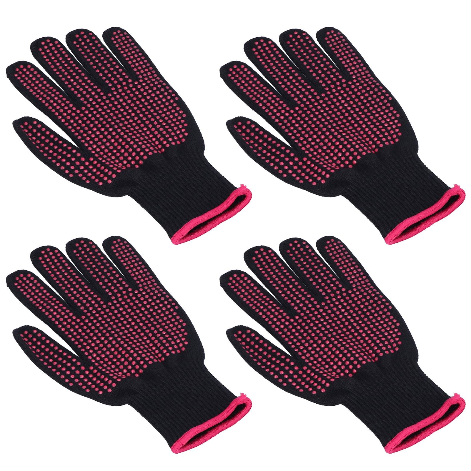 4Pcs Heat Resistant Gloves High Temperature Resistant Anti Scalding Mitts with Silicone BumpsRose Red Silicone Rose Red Edge