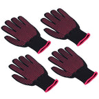 4Pcs Heat Resistant Gloves High Temperature Resistant Anti Scalding Mitts with Silicone BumpsRose Red Silicone Rose Red Edge