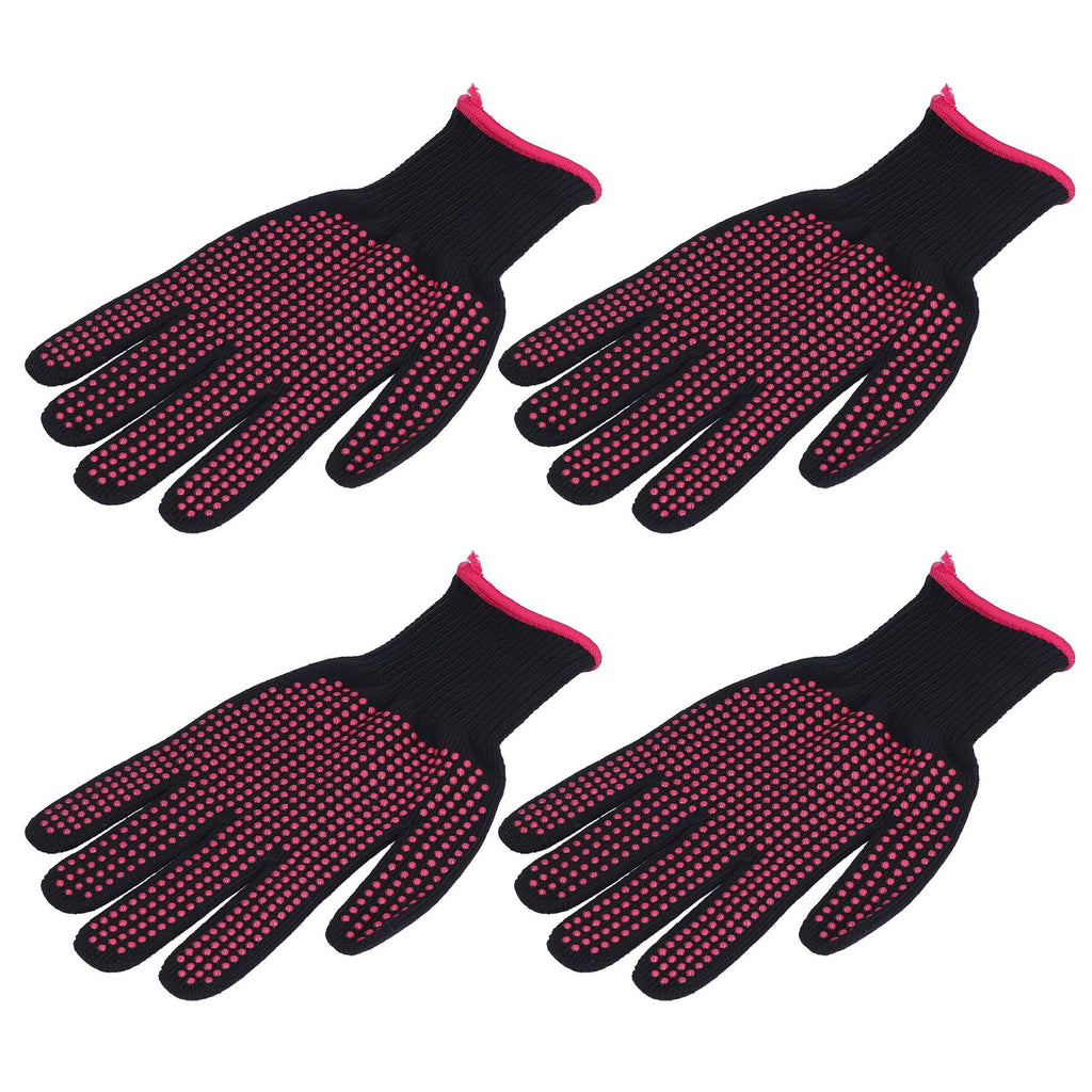 4Pcs Heat Resistant Gloves High Temperature Resistant Anti Scalding Mitts with Silicone BumpsRose Red Silicone Rose Red Edge