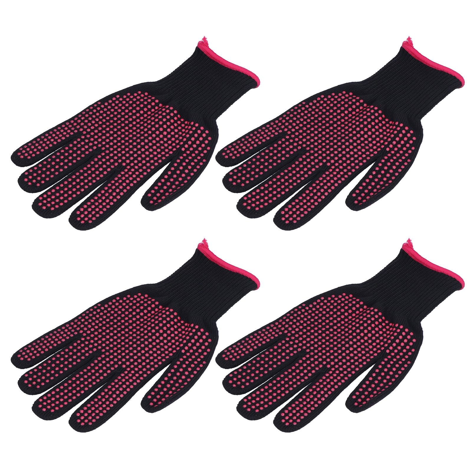 4Pcs Heat Resistant Gloves High Temperature Resistant Anti Scalding Mitts with Silicone BumpsRose Red Silicone Rose Red Edge