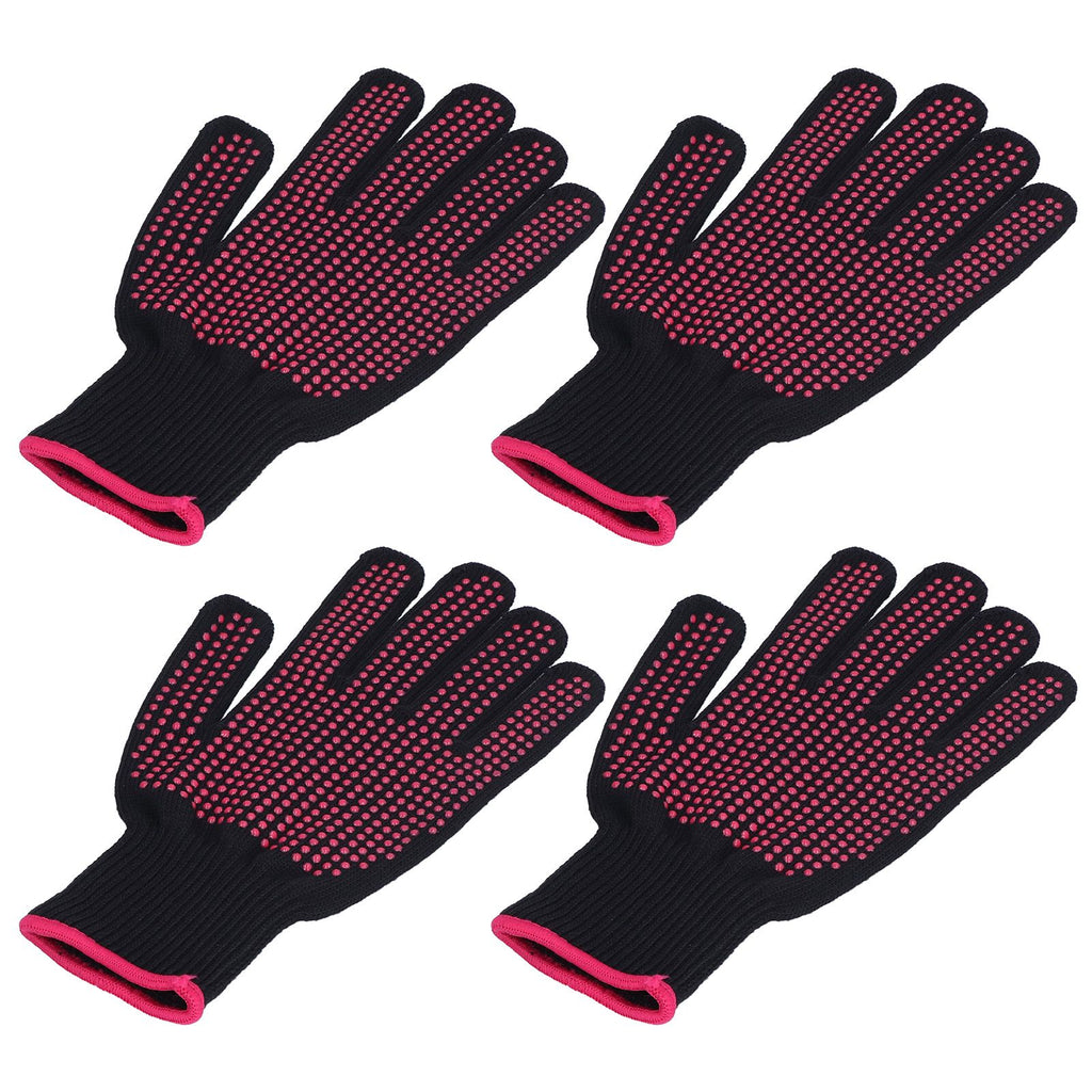 4Pcs Heat Resistant Gloves High Temperature Resistant Anti Scalding Mitts with Silicone BumpsRose Red Silicone Rose Red Edge