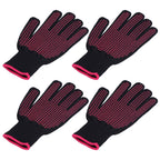4Pcs Heat Resistant Gloves High Temperature Resistant Anti Scalding Mitts with Silicone BumpsRose Red Silicone Rose Red Edge