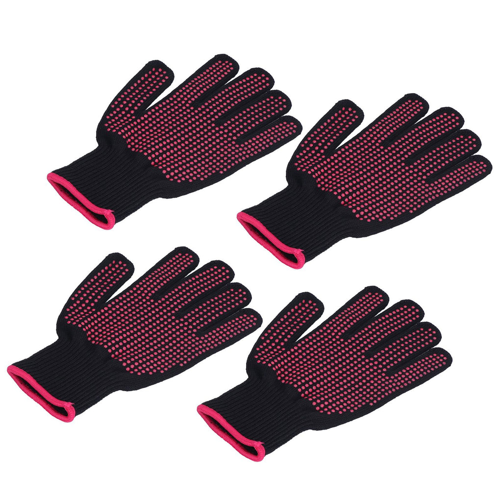 4Pcs Heat Resistant Gloves High Temperature Resistant Anti Scalding Mitts with Silicone BumpsRose Red Silicone Rose Red Edge