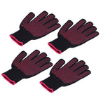4Pcs Heat Resistant Gloves High Temperature Resistant Anti Scalding Mitts with Silicone BumpsRose Red Silicone Rose Red Edge