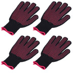 4Pcs Heat Resistant Gloves High Temperature Resistant Anti Scalding Mitts with Silicone BumpsRose Red Silicone Rose Red Edge