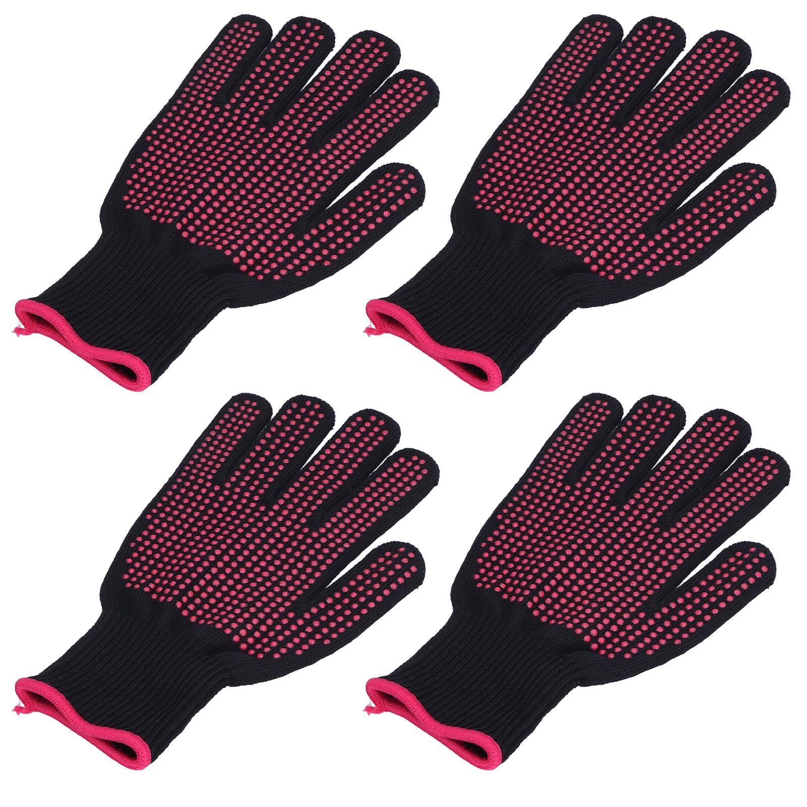 4Pcs Heat Resistant Gloves High Temperature Resistant Anti Scalding Mitts with Silicone BumpsRose Red Silicone Rose Red Edge