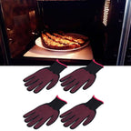4Pcs Heat Resistant Gloves High Temperature Resistant Anti Scalding Mitts with Silicone BumpsRose Red Silicone Rose Red Edge