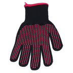 4Pcs Heat Resistant Gloves High Temperature Resistant Anti Scalding Mitts with Silicone BumpsRose Red Silicone Rose Red Edge