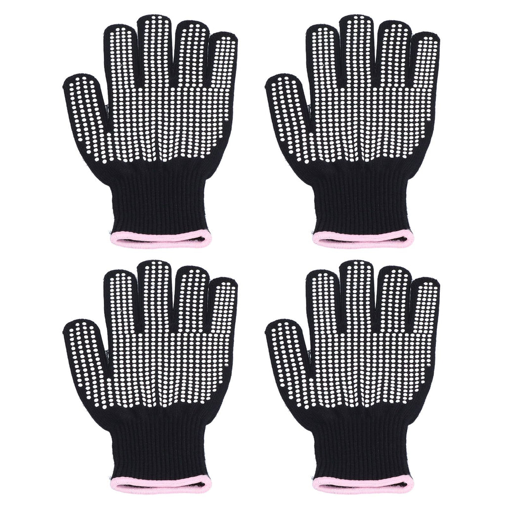 4Pcs Heat Resistant Gloves High Temperature Resistant Anti Scalding Mitts with Silicone BumpsWhite Silicone Pink Edge