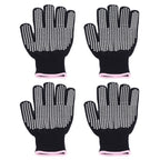 4Pcs Heat Resistant Gloves High Temperature Resistant Anti Scalding Mitts with Silicone BumpsWhite Silicone Pink Edge
