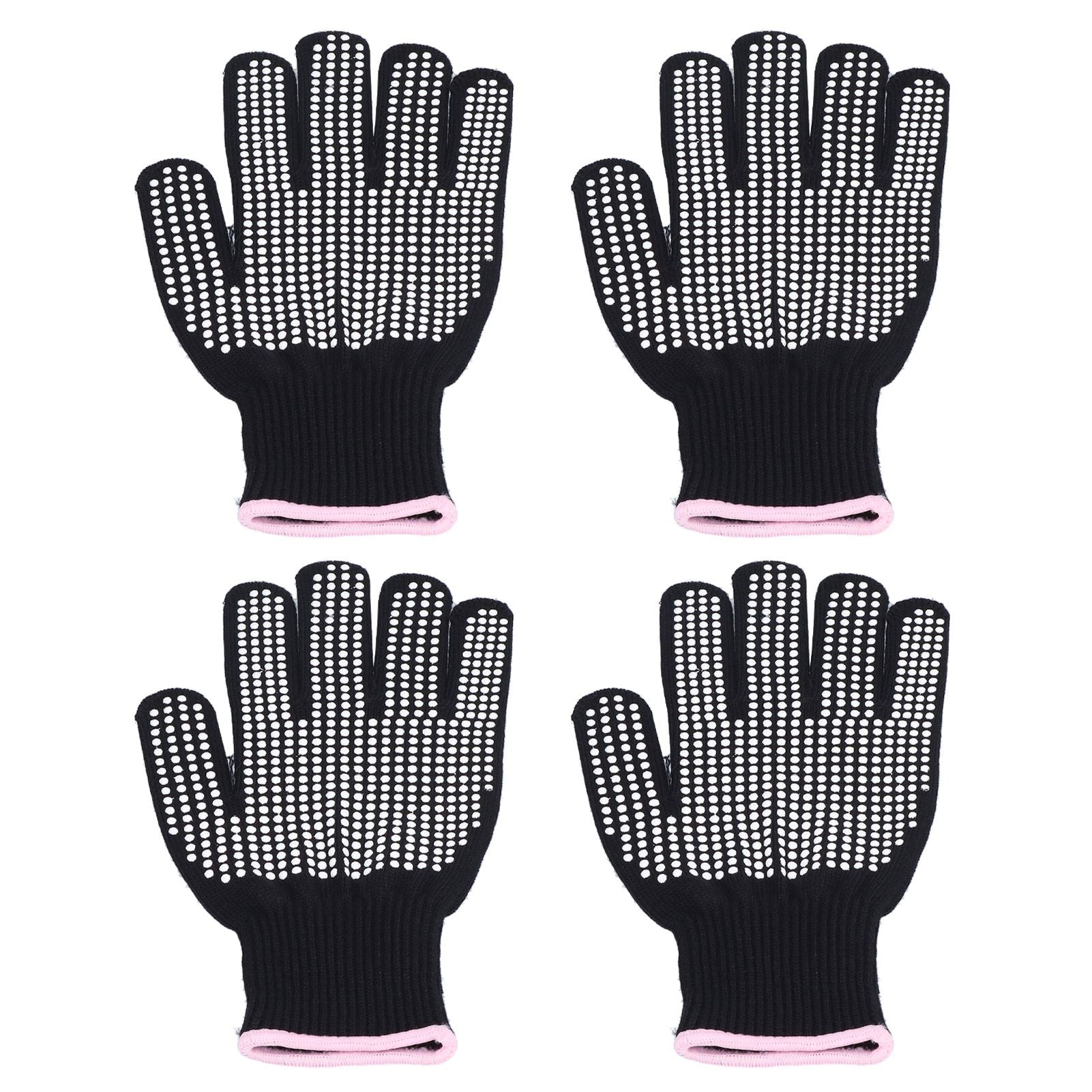 4Pcs Heat Resistant Gloves High Temperature Resistant Anti Scalding Mitts with Silicone BumpsWhite Silicone Pink Edge