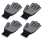 4Pcs Heat Resistant Gloves High Temperature Resistant Anti Scalding Mitts with Silicone BumpsWhite Silicone Pink Edge