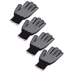 4Pcs Heat Resistant Gloves High Temperature Resistant Anti Scalding Mitts with Silicone BumpsWhite Silicone Pink Edge