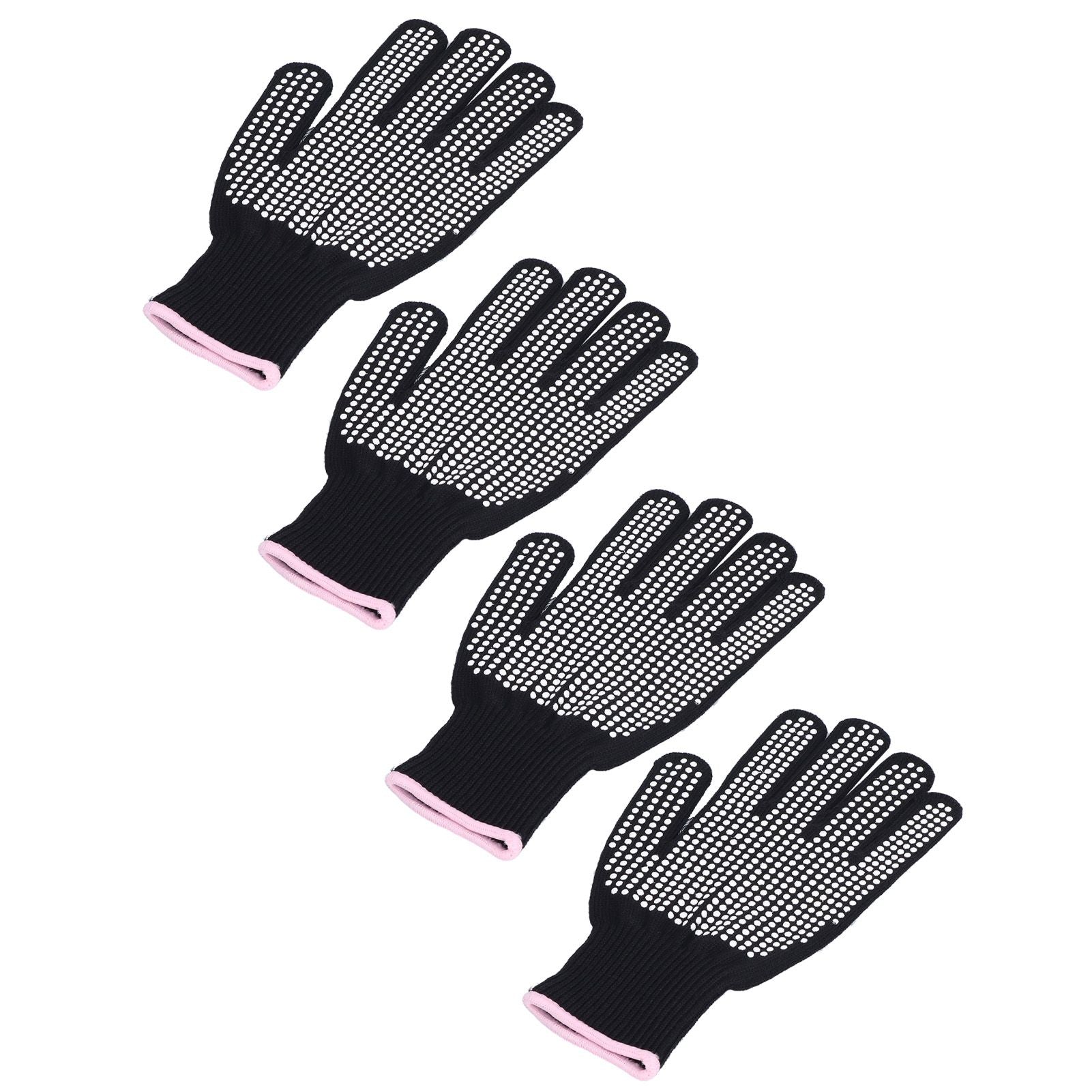 4Pcs Heat Resistant Gloves High Temperature Resistant Anti Scalding Mitts with Silicone BumpsWhite Silicone Pink Edge