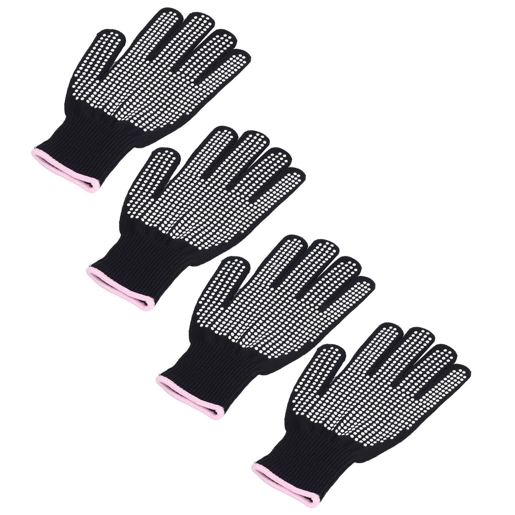 4Pcs Heat Resistant Gloves High Temperature Resistant Anti Scalding Mitts with Silicone BumpsWhite Silicone Pink Edge