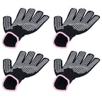 4Pcs Heat Resistant Gloves High Temperature Resistant Anti Scalding Mitts with Silicone BumpsWhite Silicone Pink Edge